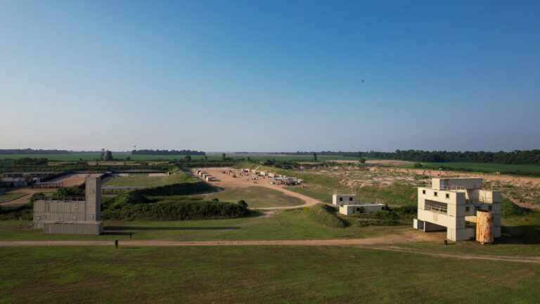 T1G Hogan's Alley Range 4 with CSCS Trainer and 5-Story Tower aerial N