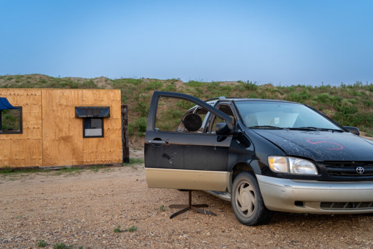 T1G Range 4 Hogan's Alley black steel target in car window
