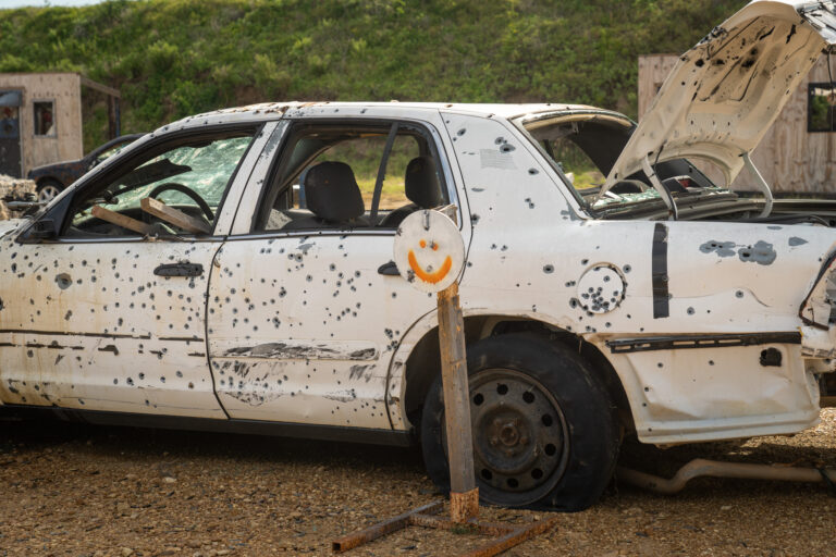 T1G Range 4 Hogan's Alley steel target with smiley face