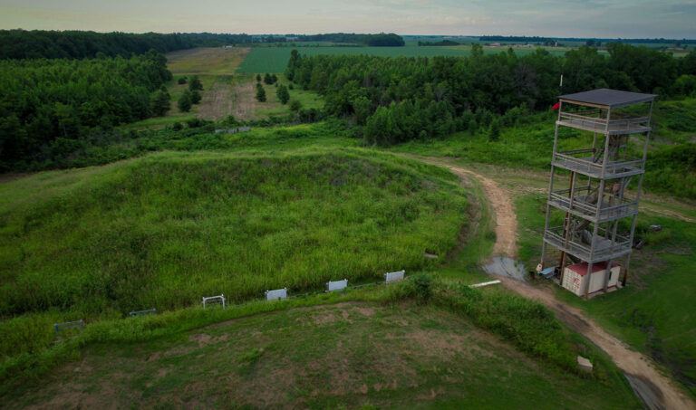 T1G 1000m Unknown Distance Range, berm, shooting platform aerial pov