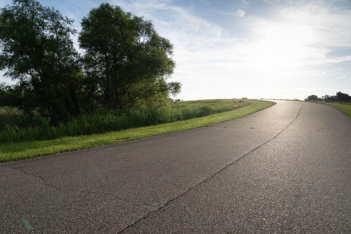 Paved track side view